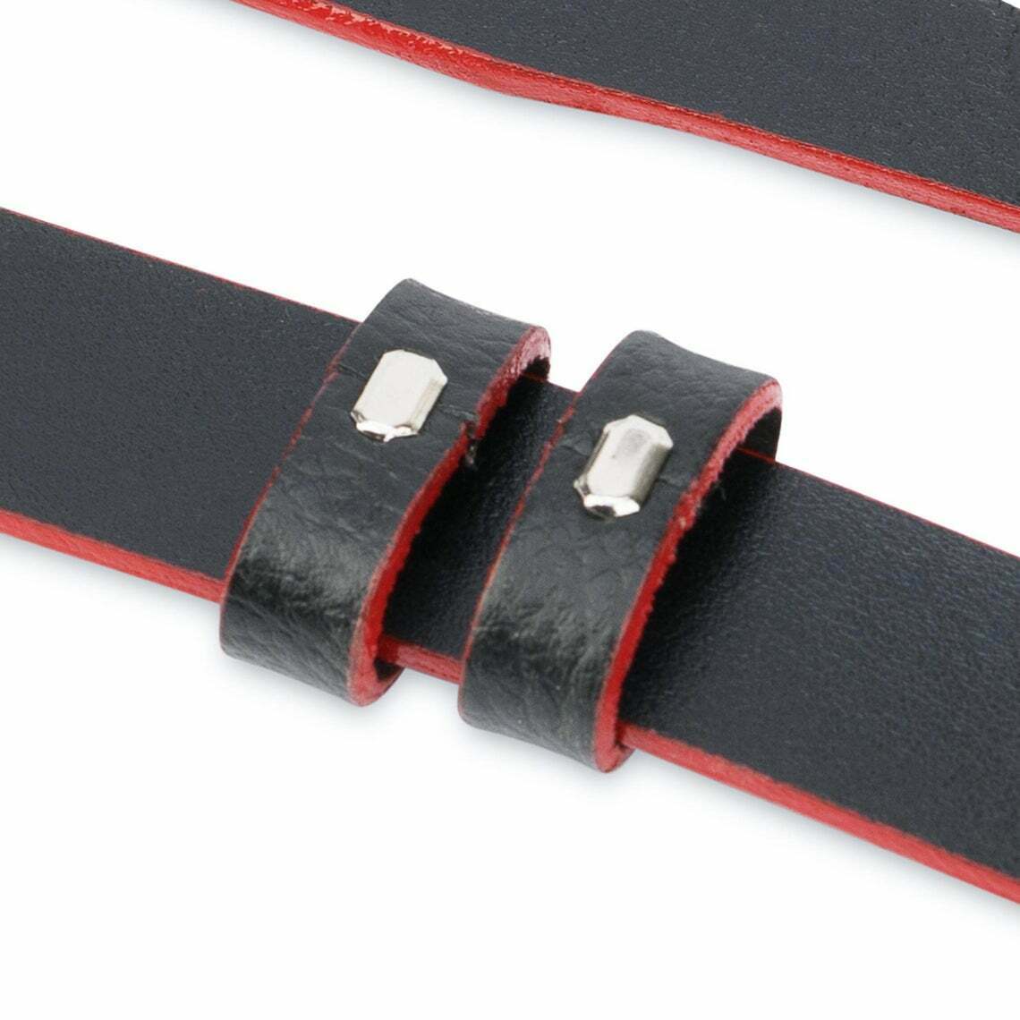 1 inch Black Leather Belt Strap For Montblanc Mens Womens Narrow Red Replacement