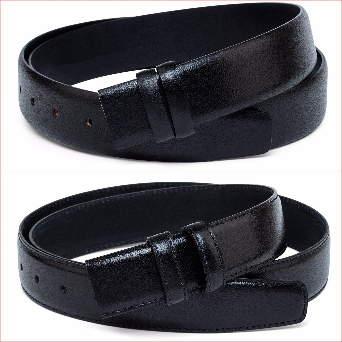 Smooth Leather Black Belt Strap Mens belts For Cartier buckles