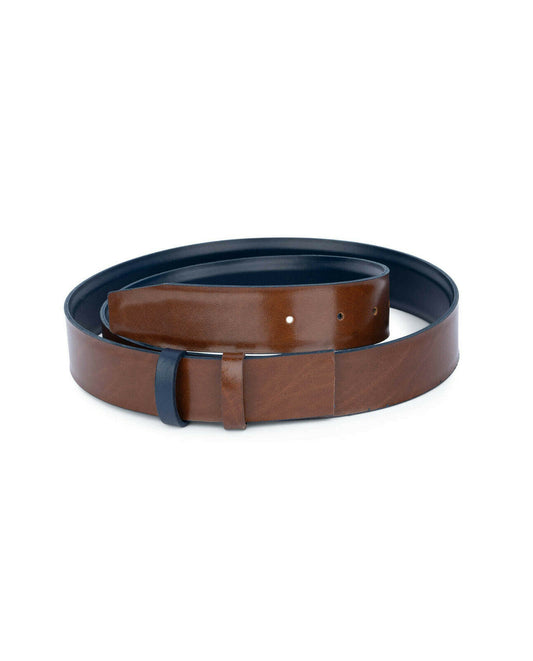 Reversible Blue Vegan Replacement Belt Strap For Men For Ferragamo Buckles 35 Mm