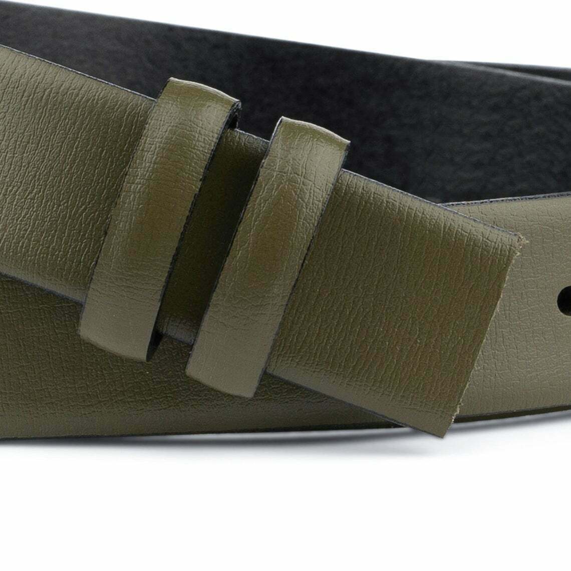 Olive Green Belt With No Buckle Replacement Strap For Dunhill Belts 30mm