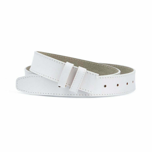 Mens White Leather Belt Replacement Strap For Cartier Buckles 35mm Adjustable