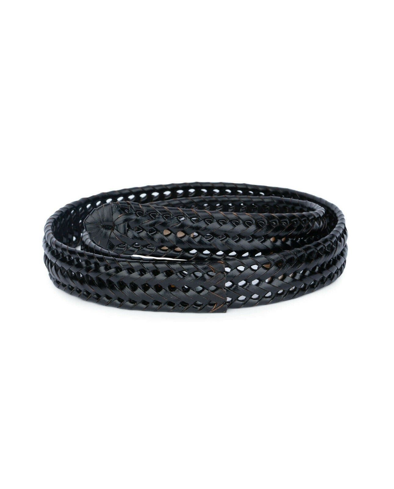 Woven Mens Belt Strap For Ferragamo Buckles Replacement Black Real Leather 35 Mm