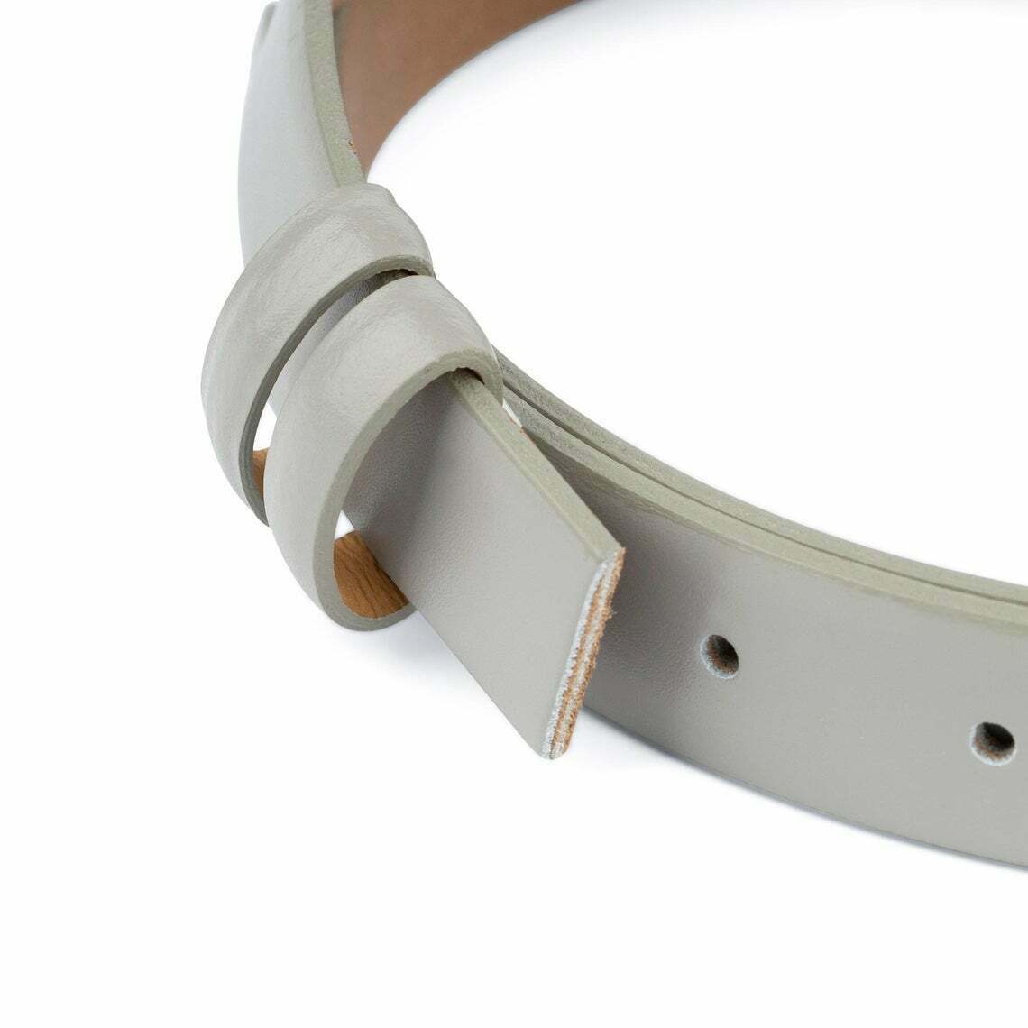 Grey Leather Belt No Buckle 1 Inch Replacement Strap For Dunhill Mens 25mm