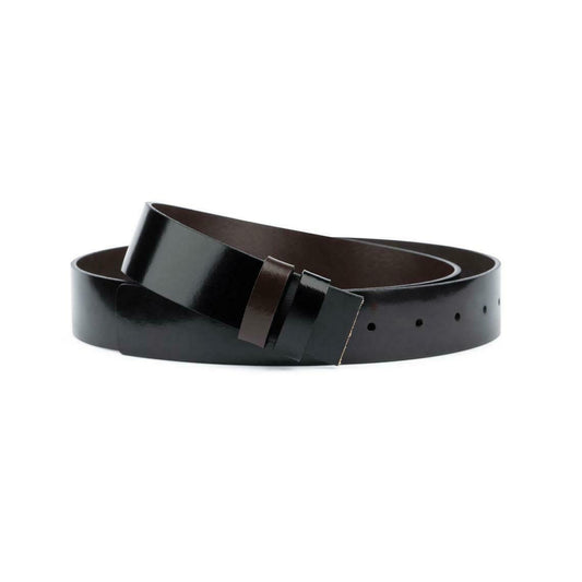 Black Brown Patent Leather Belt Reversible Strap For Montblanc Buckles 35 Mm Men