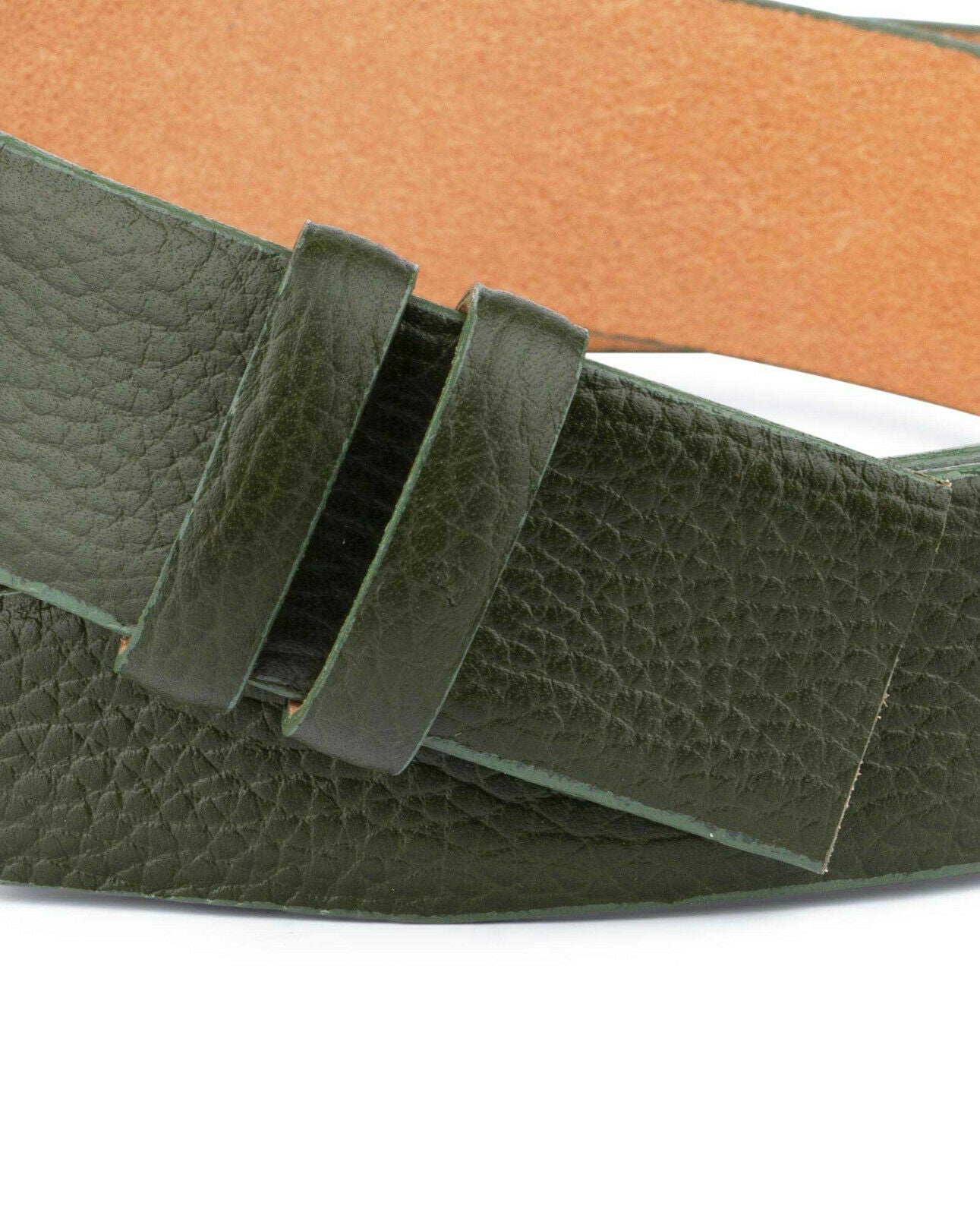 Mens Green Leather Belt Strap For Dunhill No Buckle 35 Mm Replacement