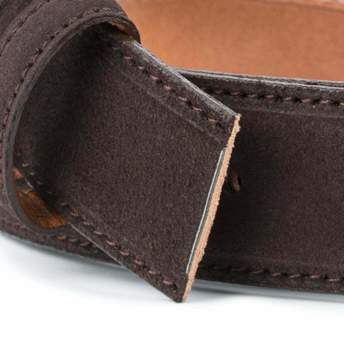 Dark Brown Suede Leather Belt Strap For Ferragamo Buckles 35 Mm Mens Belts