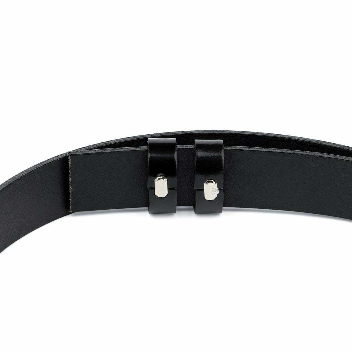 1” Womens Patent Leather Belt No Buckle For Montblanc Belts Thin Narrow Strap