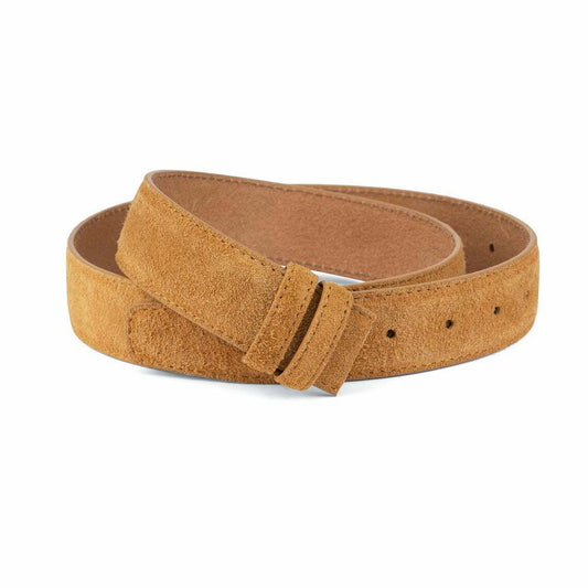 Mens Camel Suede Belt Strap Adjustable For Dunhill Buckles 35mm Replacement