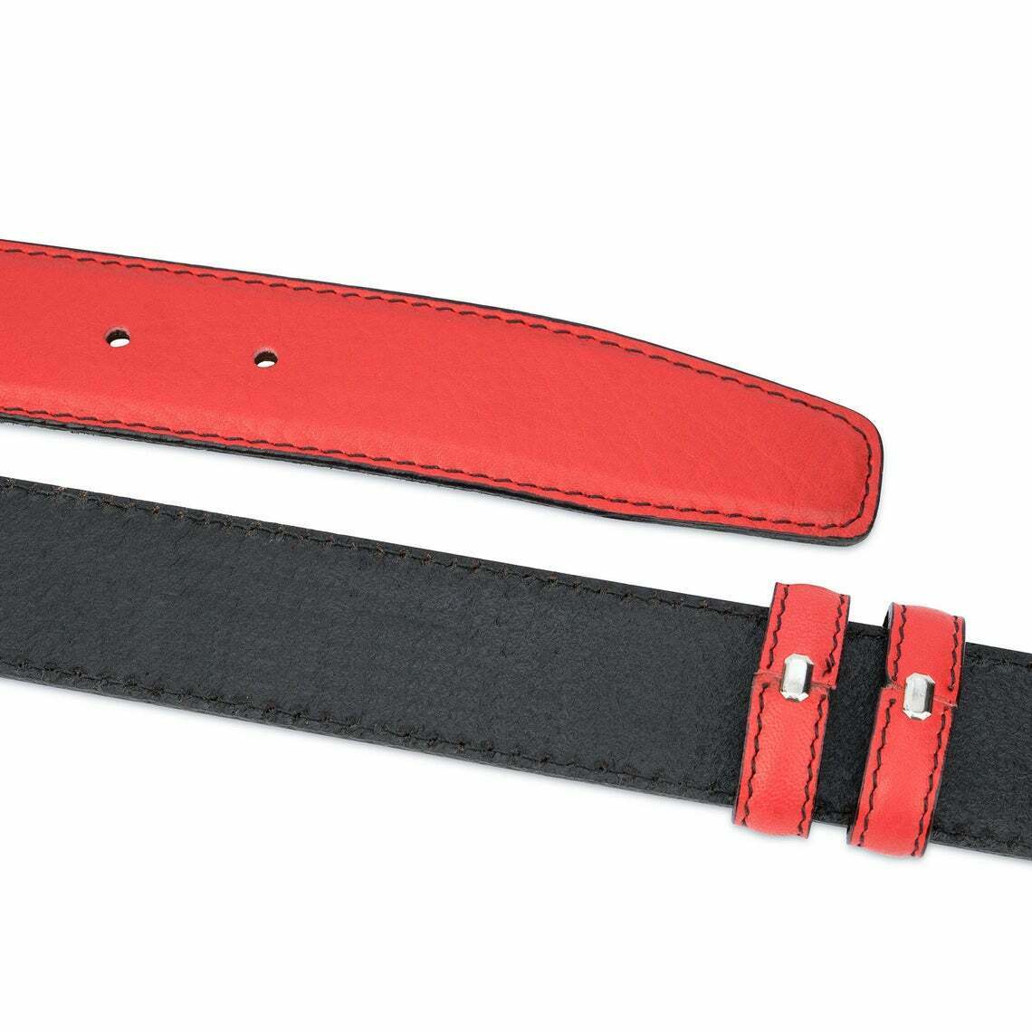 Red Leather Belt Strap Adjustable For Ferragamo Buckles Mens Replacement 1 3-8''