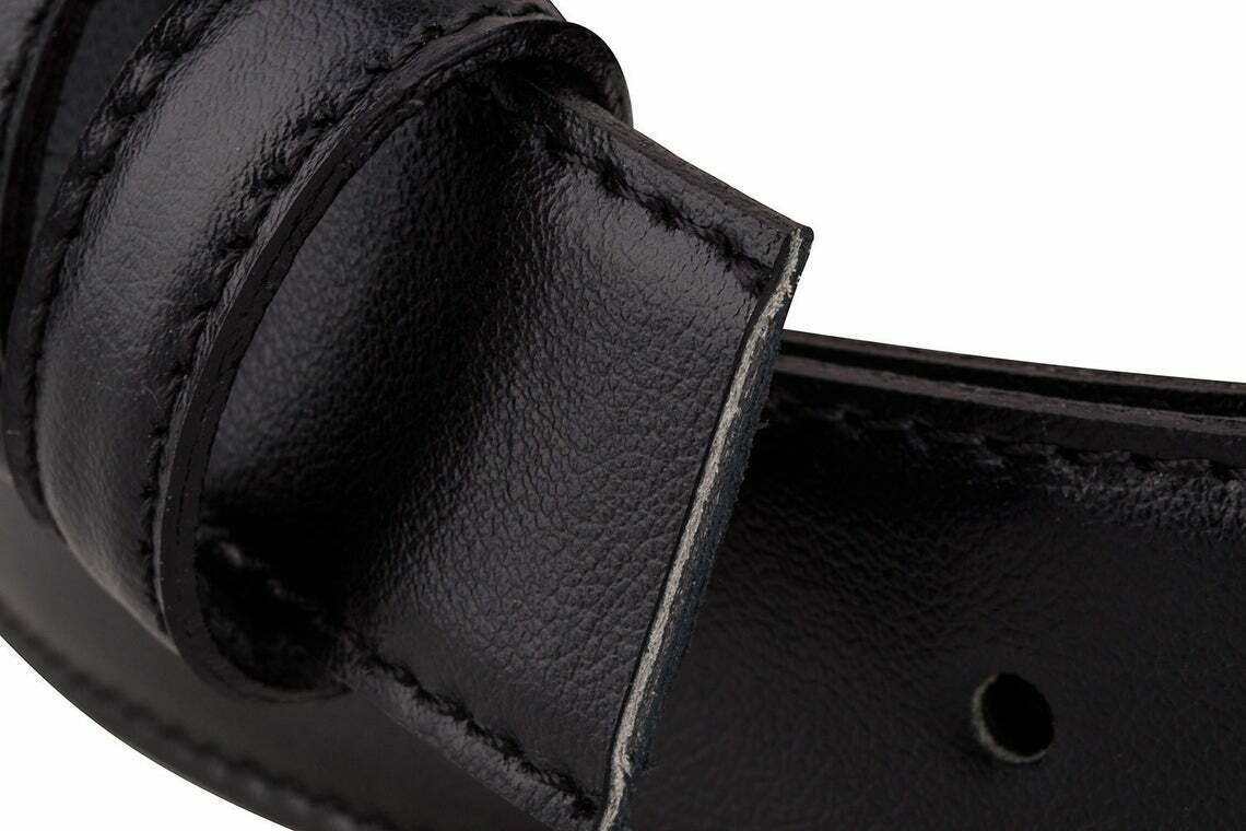 Black Leather Belt Strap Replacement For Cartier Buckles Mens Dress 30mm