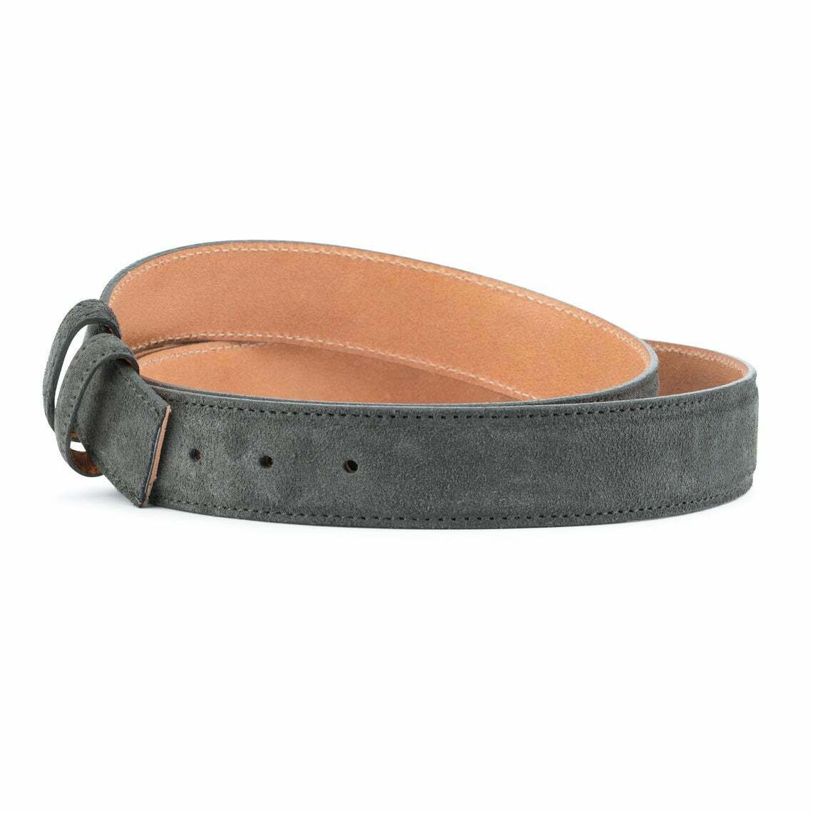 Mens Grey Suede Belt Strap Replacement For Cartier Buckles 35mm Gray Leather