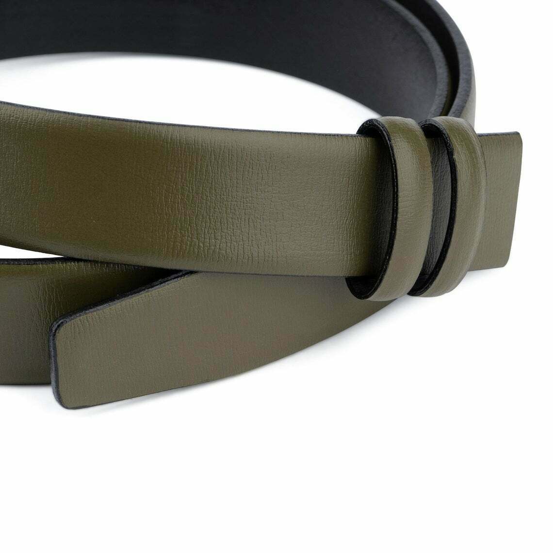 Olive Green Belt With No Buckle Replacement Strap For Ferragamo Belts 30mm
