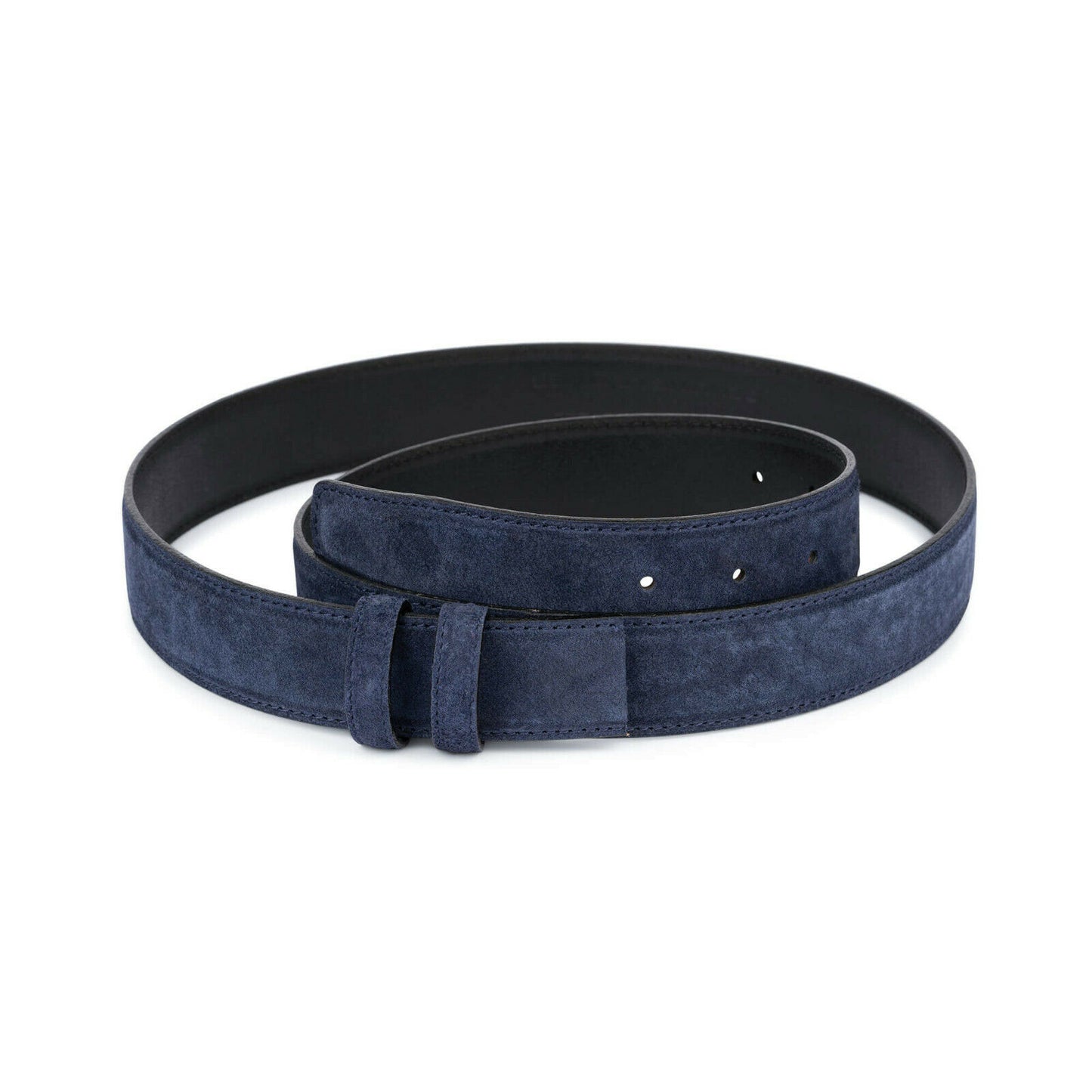 Blue Suede Belt Leather Strap For Ferragamo Buckle 35 Mm Navy Adjustable