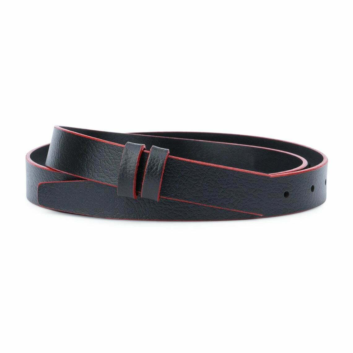 1 inch Black Leather Belt Strap For Cartier Mens Womens Narrow Red Replacement