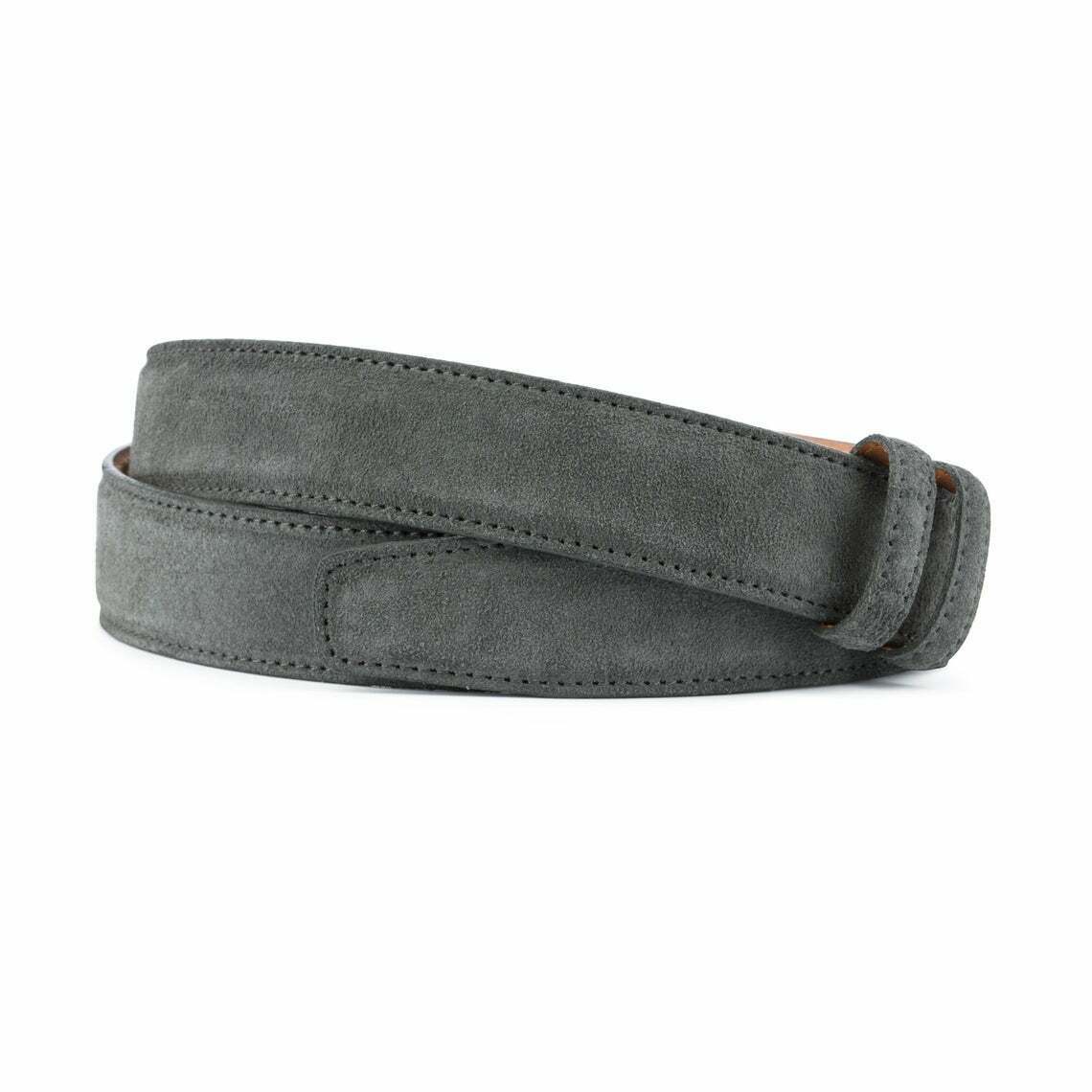 Mens Grey Suede Belt Strap Replacement For Dunhill Buckles 35mm Gray Leather