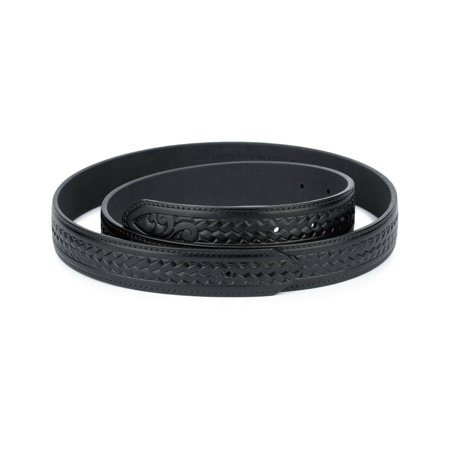 Womens Full Grain Leather Belt Strap For Fendi Buckles 30 Mm Black Embossed