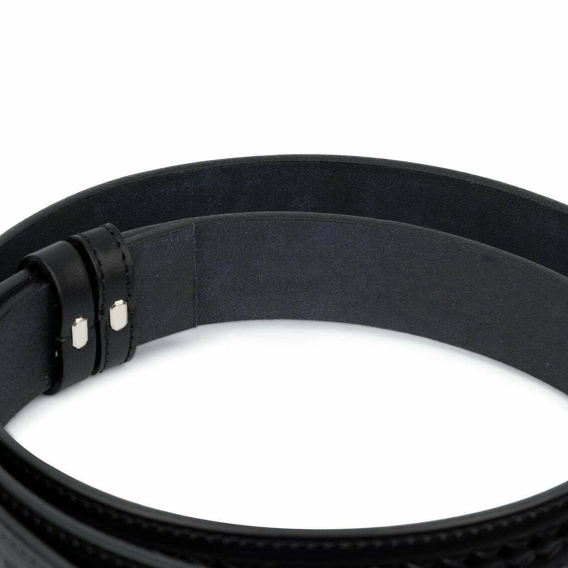 Mens Black Full Grain Belt Replacement Strap For Dunhill Buckles 35mm Embossed