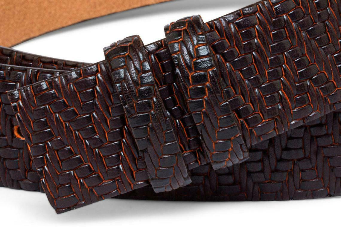 Mens Luxury Belt Strap For Dunhill Buckles 35mm Brown Genuine Leather Premium