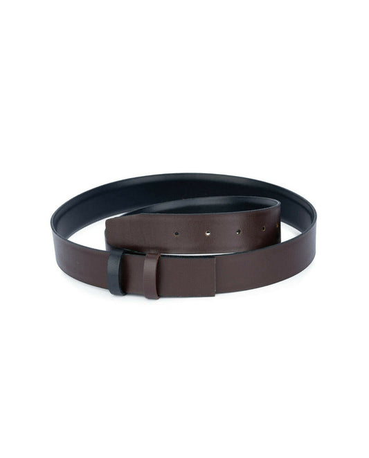 Mens Vegan Belt Strap For Ferragamo Buckle Reversible Brown Black Replacement 35