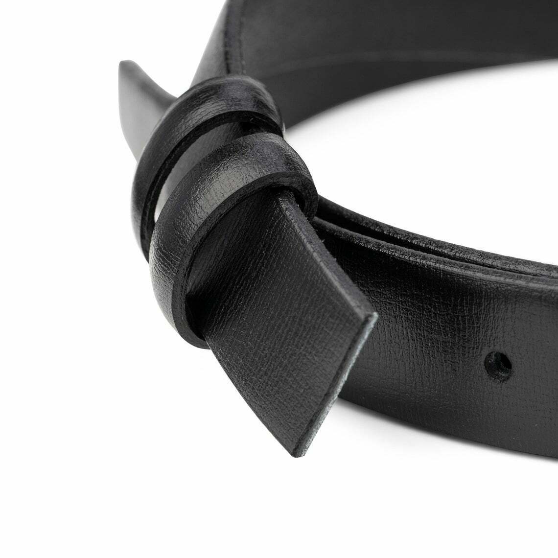 Thin Black Belt Strap With No Buckle For Dunhill Smooth Mens Womens 25mm