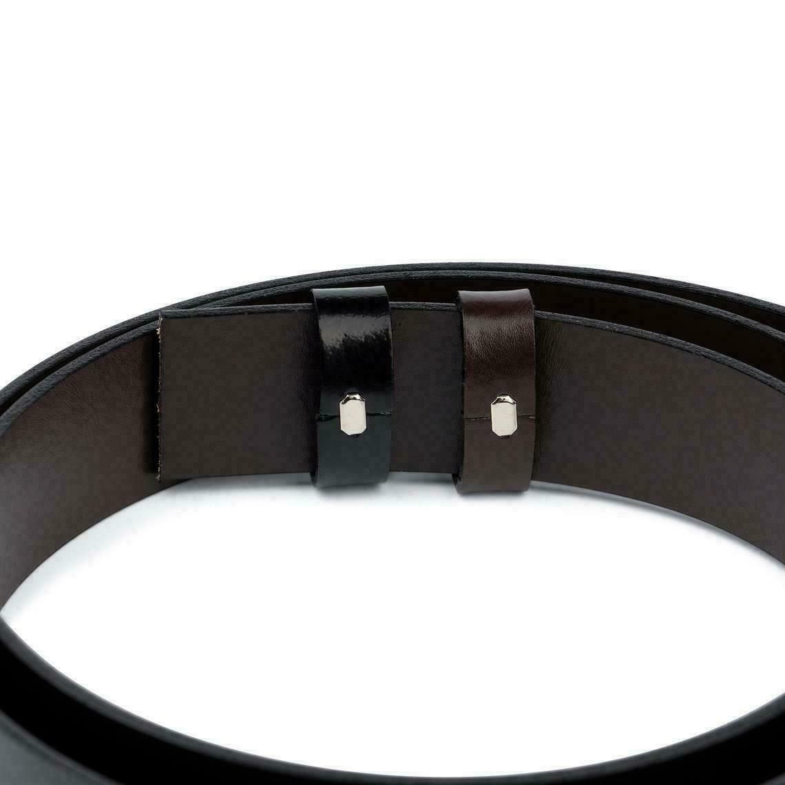 Black Brown Patent Leather Belt Reversible Strap For Ferragamo 35 Mm Men