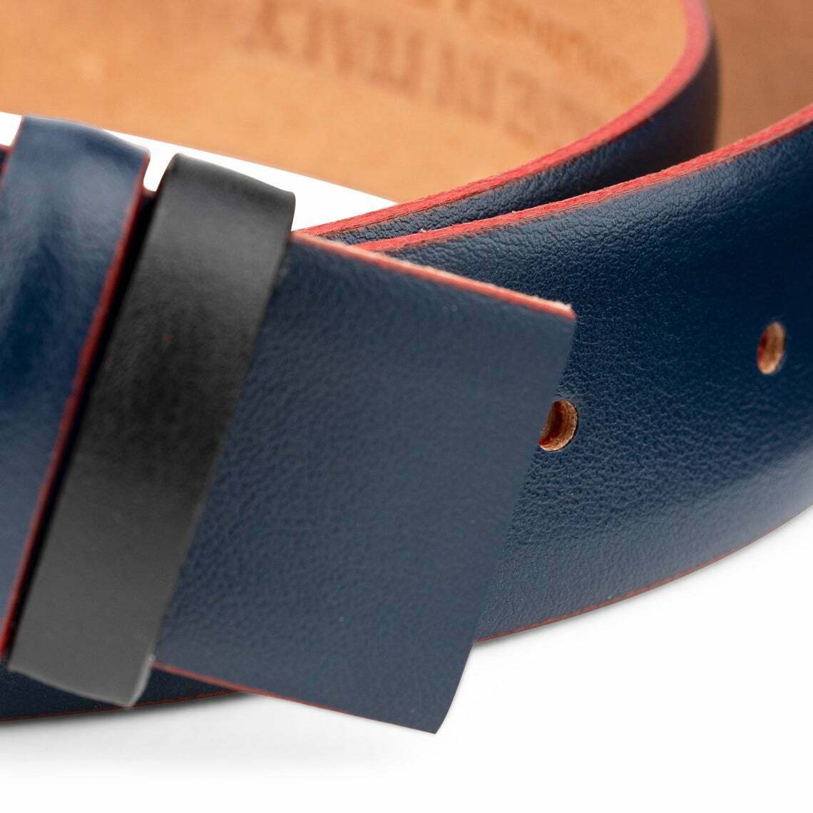 Blue Leather Belt Strap For Ferragamo Buckles Smooth Navy Red Replacement 35 mm
