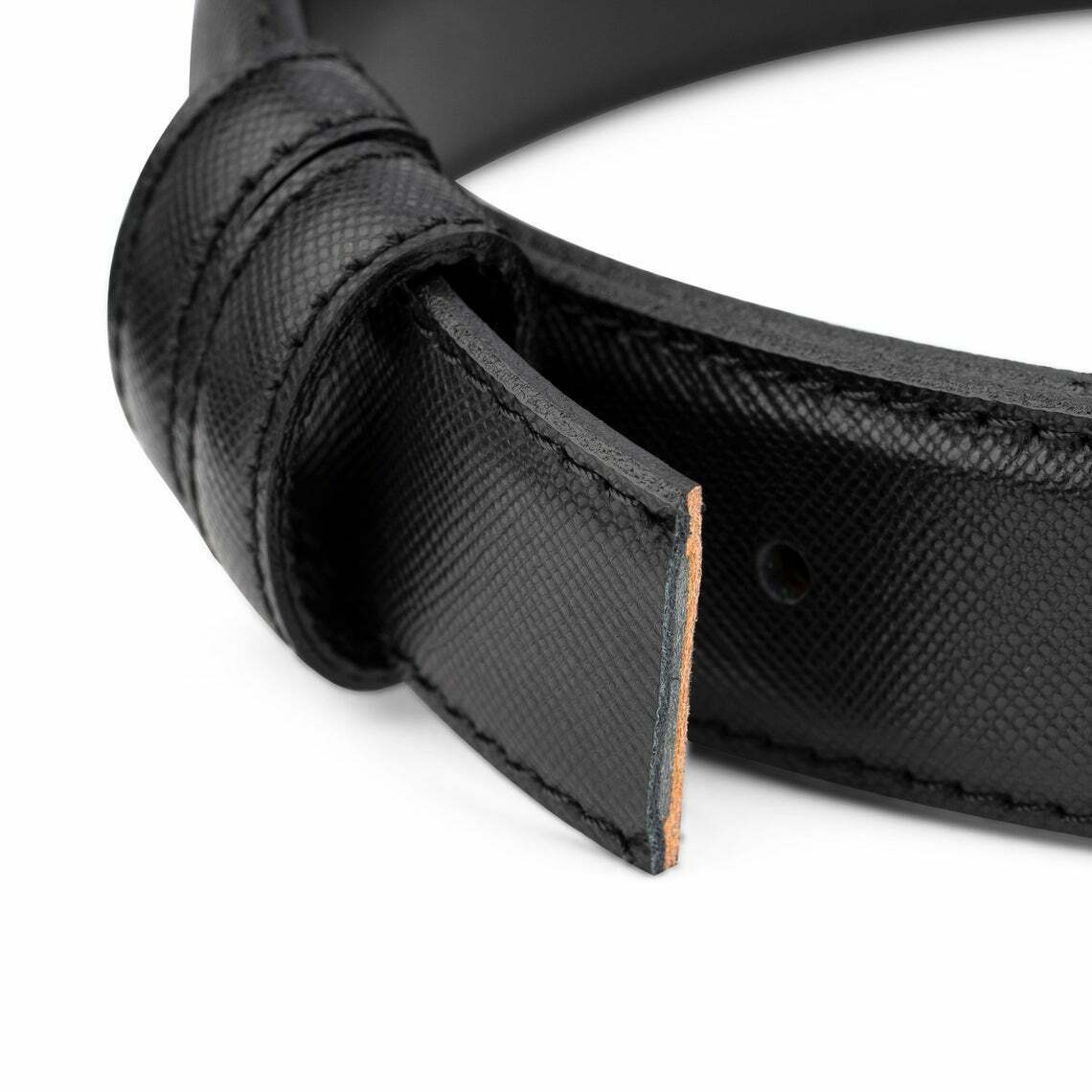 Black Saffiano Leather Belt Strap Mens Belts Replacement Belt 1 1.8 Inch Wide