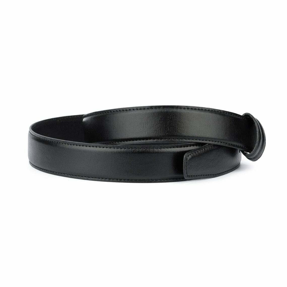 Mens Leather Belt Black Replacement Strap For Dunhill Buckles 35mm Stitched