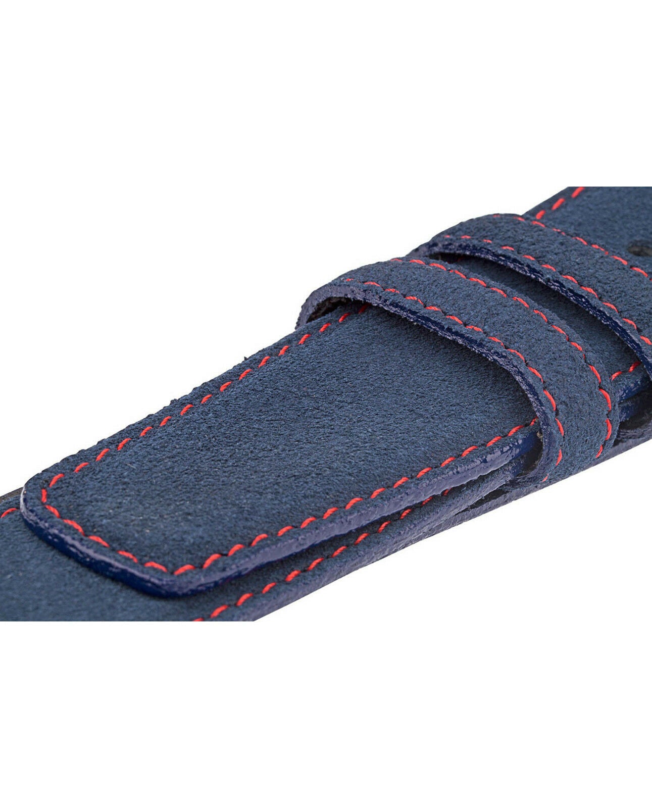 Blue Suede Belt Straps For Ferragamo Mens Buckles Replacement 35 Mm Red Stitch