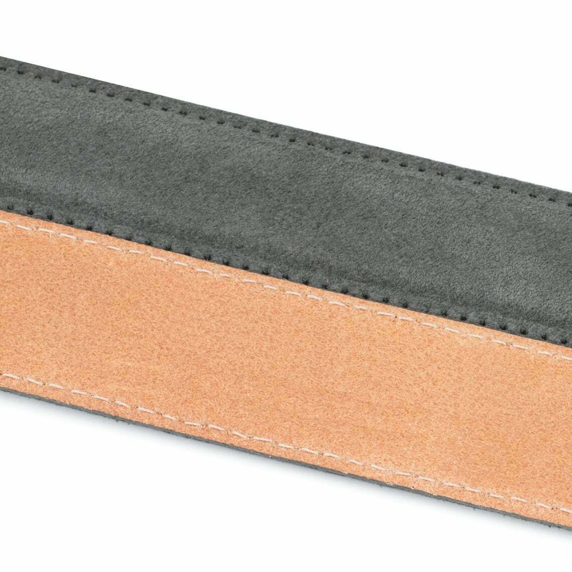 Mens Grey Suede Belt Strap Replacement For Dunhill Buckles 35mm Gray Leather