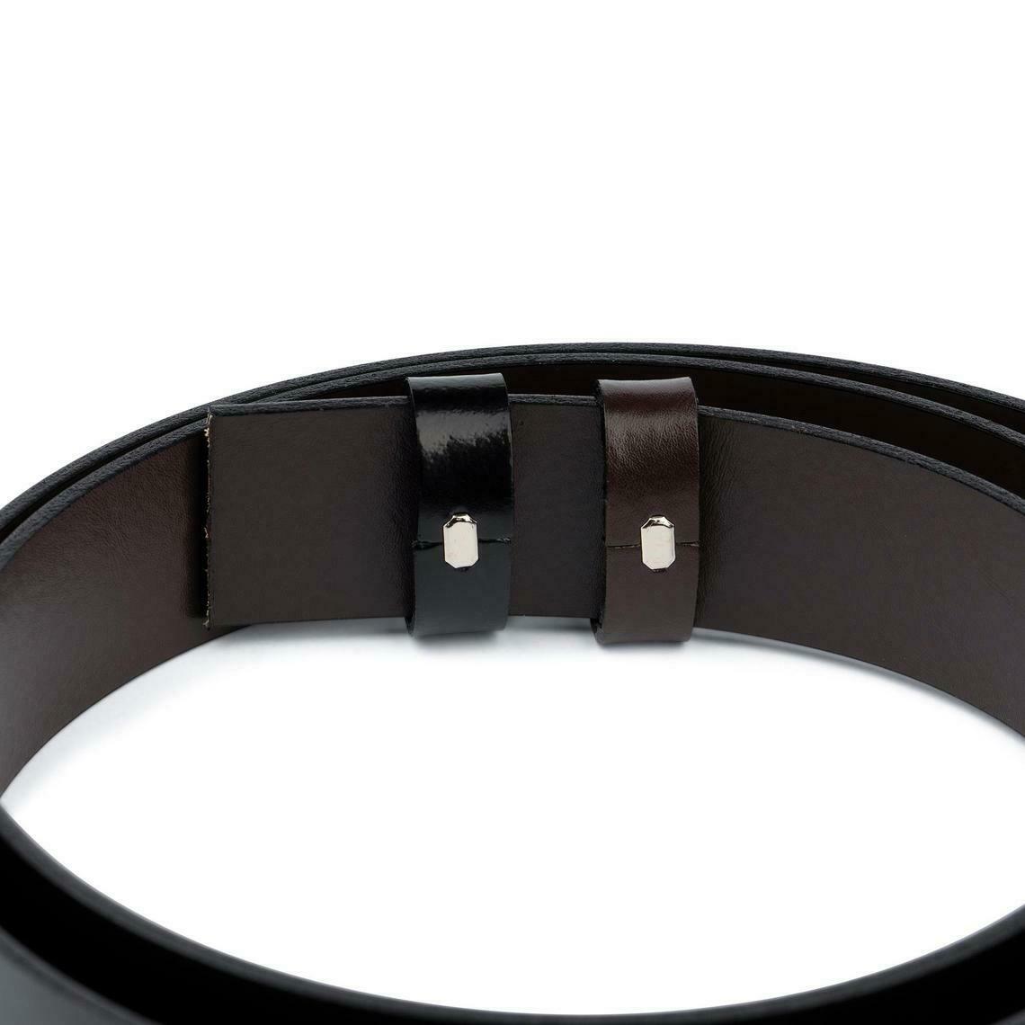 Black Brown Patent Leather Belt Reversible Strap For Montblanc Buckles 35 Mm Men