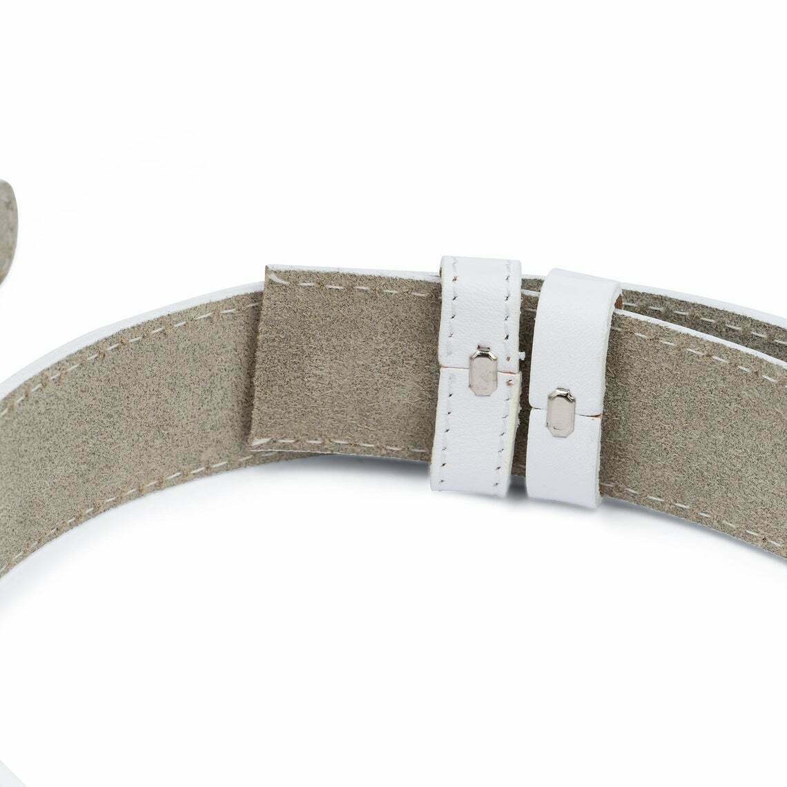 Mens White Leather Belt Replacement Strap For Cartier Buckles 35mm Adjustable