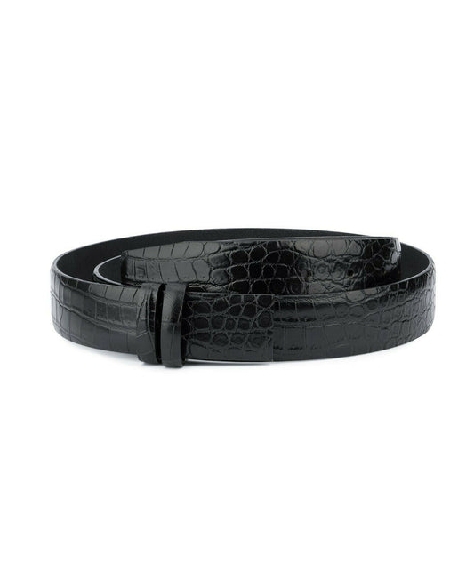 Croco Embossed Belt Leather Strap For Dunhill Buckles Black Replacement 35 Mm