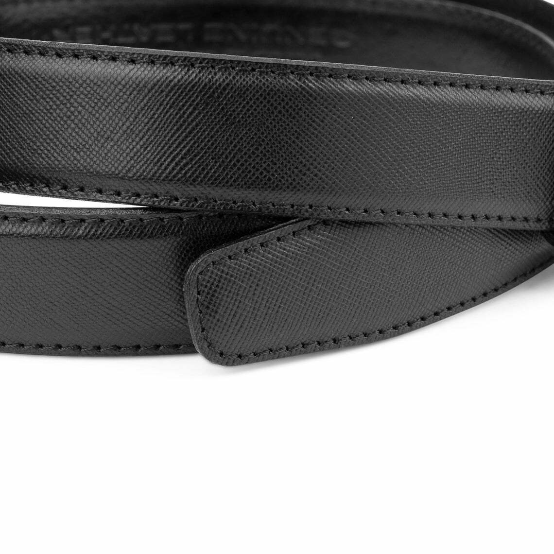 Black Saffiano Leather Belt Strap Mens Belts Replacement Belt 1 1.8 Inch Wide