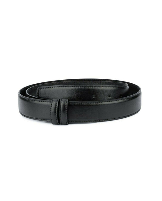 Mens Leather Belt Black Replacement Strap For Ferragamo Buckles 35mm Stitched