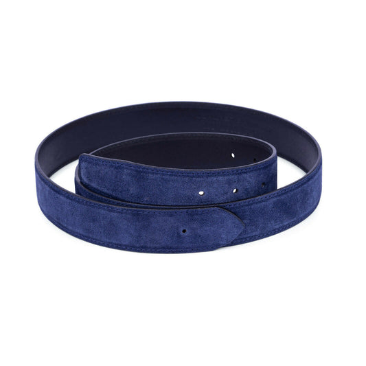 Blue Suede Belt Strap Replacement For Ferragamo No Buckle Navy Dark Real Leather
