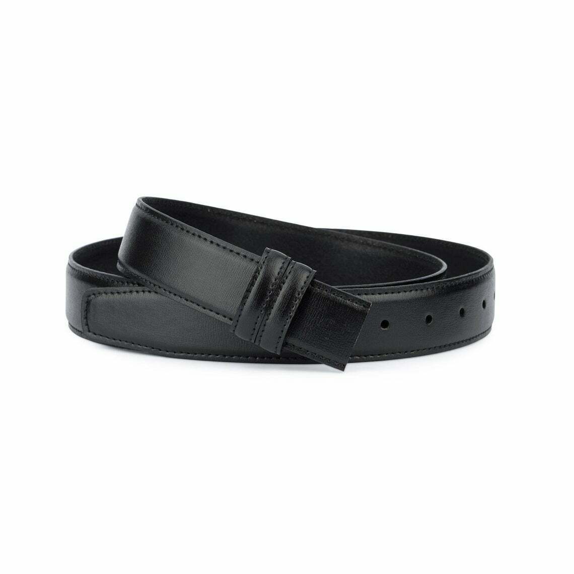 Mens Leather Belt Black Replacement Strap For Dunhill Buckles 35mm Stitched