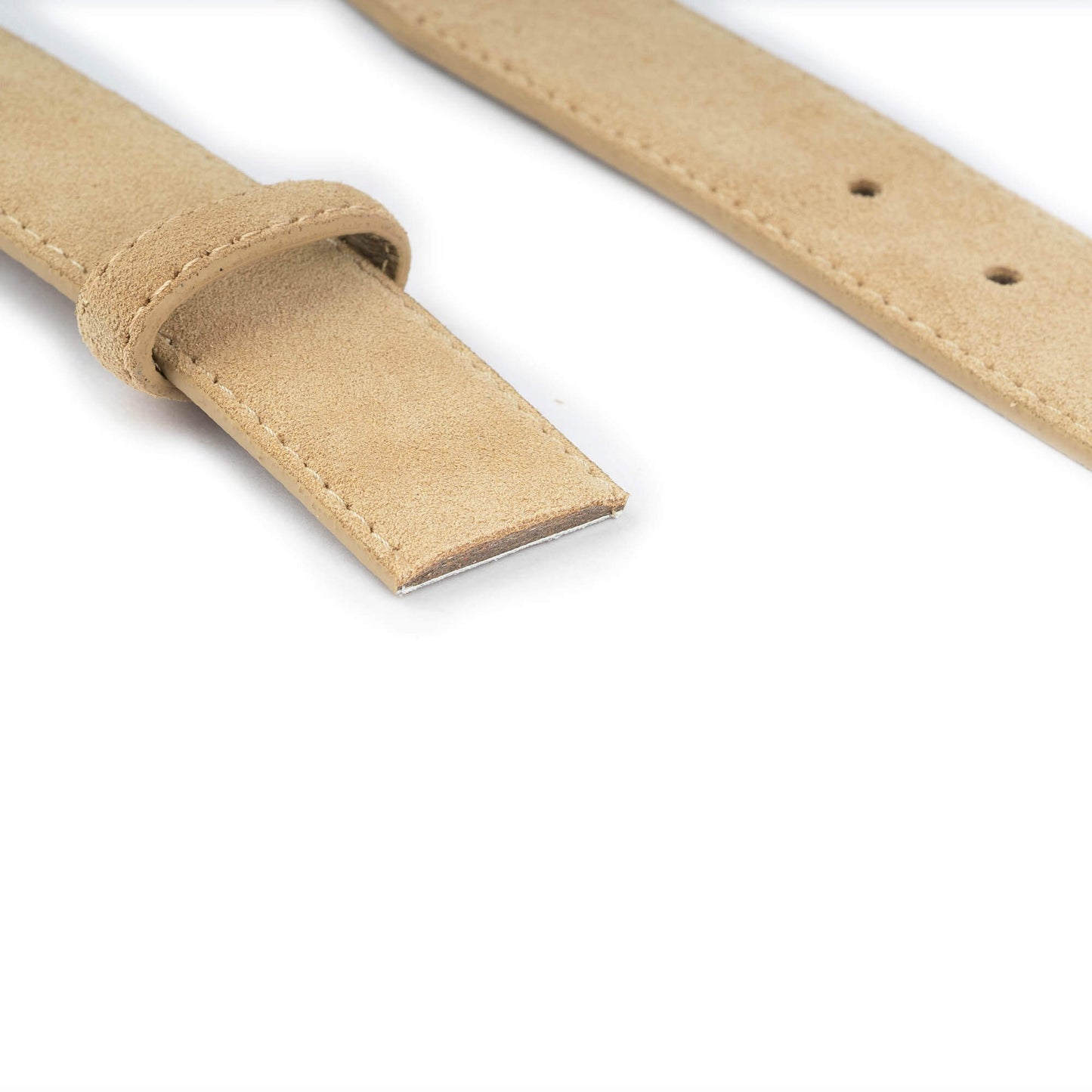 Beige Suede Replacement Leather Belt Strap For Cartier Buckles 35 mm