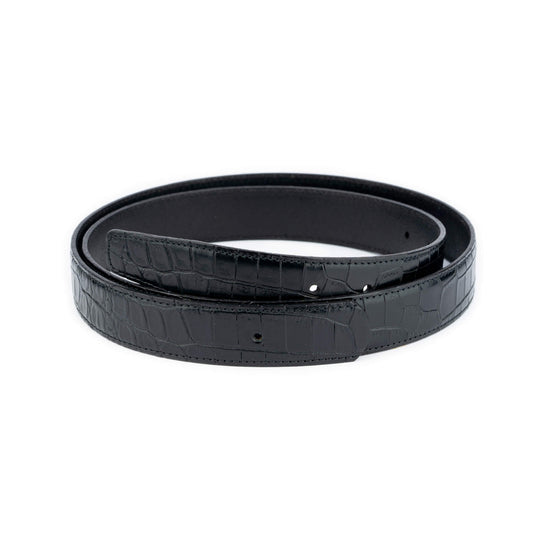 Belt Strap For Louis Vuitton Buckles Black Croco Embossed 30 mm