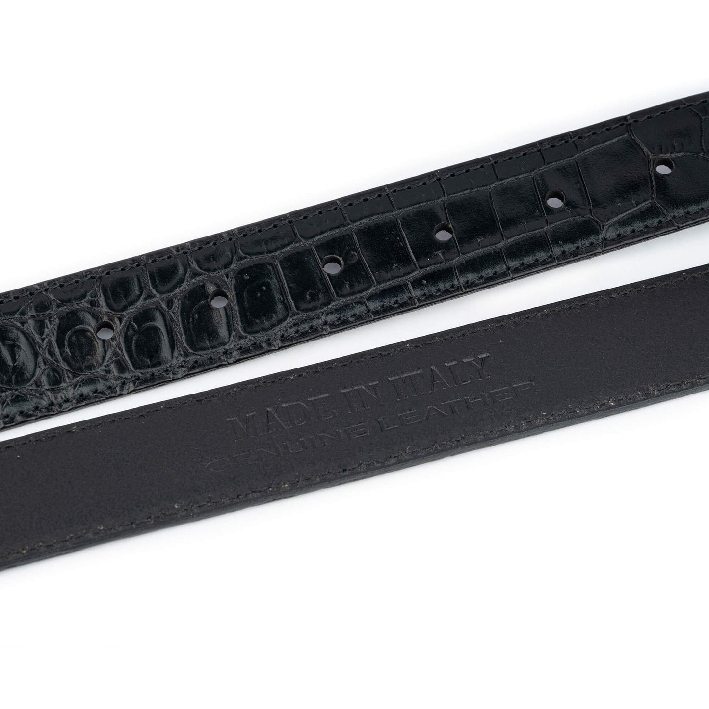 Belt Strap For Louis Vuitton Buckles Black Croco Embossed 30 mm