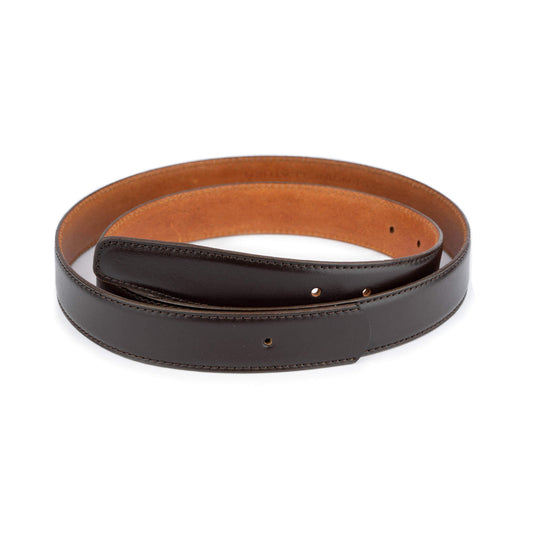 Mens 3.0 cm Brown Leather Belt Strap For Montblanc Buckles Replacement Pre-made Hole