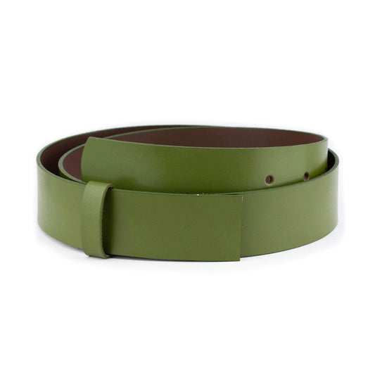 Mens 4.0 cm Olive Green Leather Belt Strap For Ferragamo Buckles Replacement