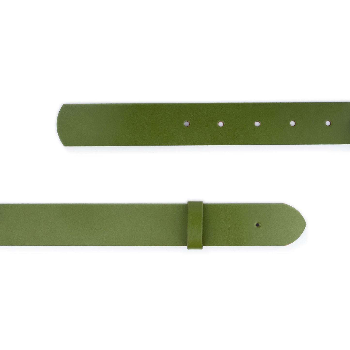 Mens 4.0 cm Olive Green Leather Belt Strap For Ferragamo Buckles Replacement Pre-made Hole