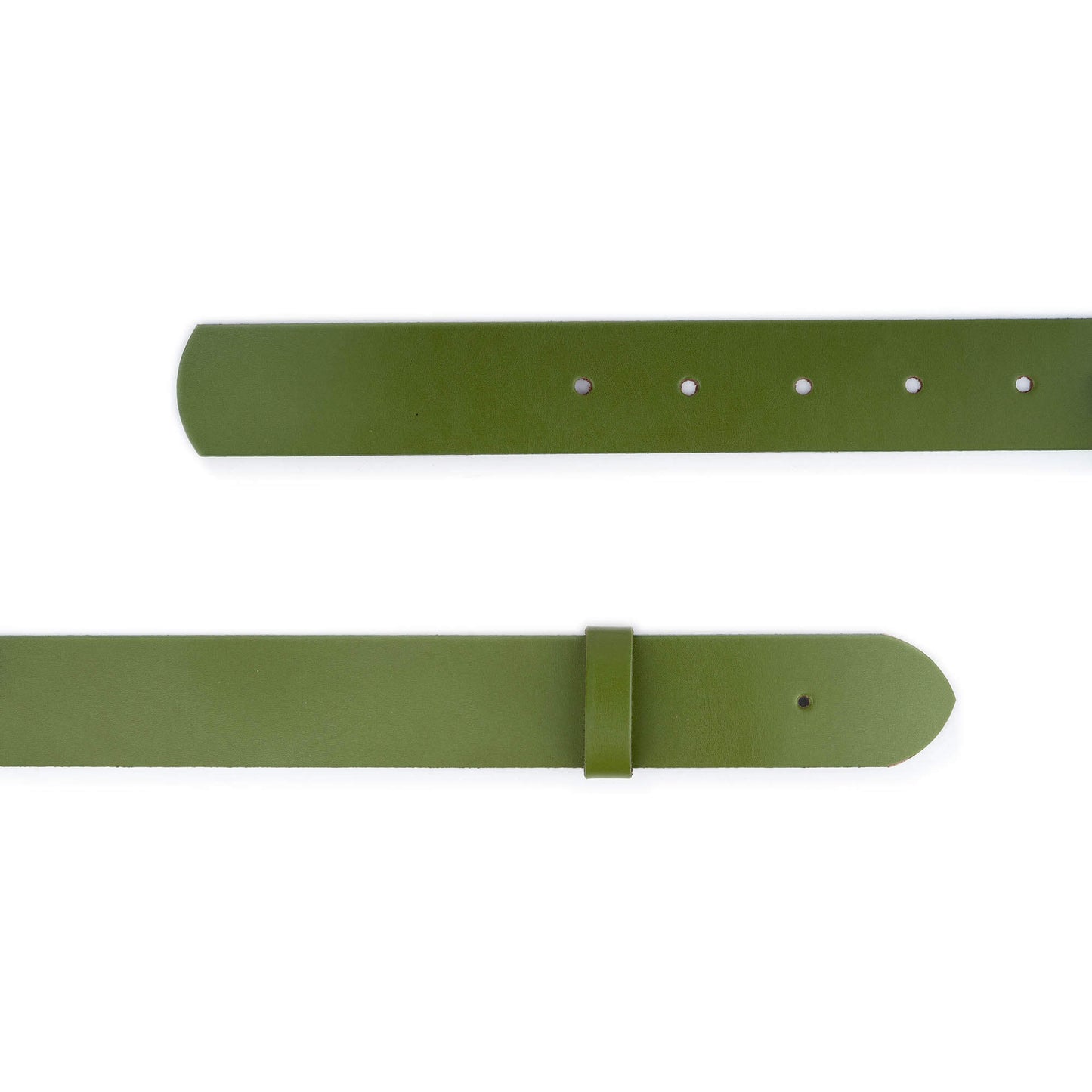 Mens 4.0 cm Olive Green Leather Belt Strap For Montblanc Buckles Replacement Pre-made Hole