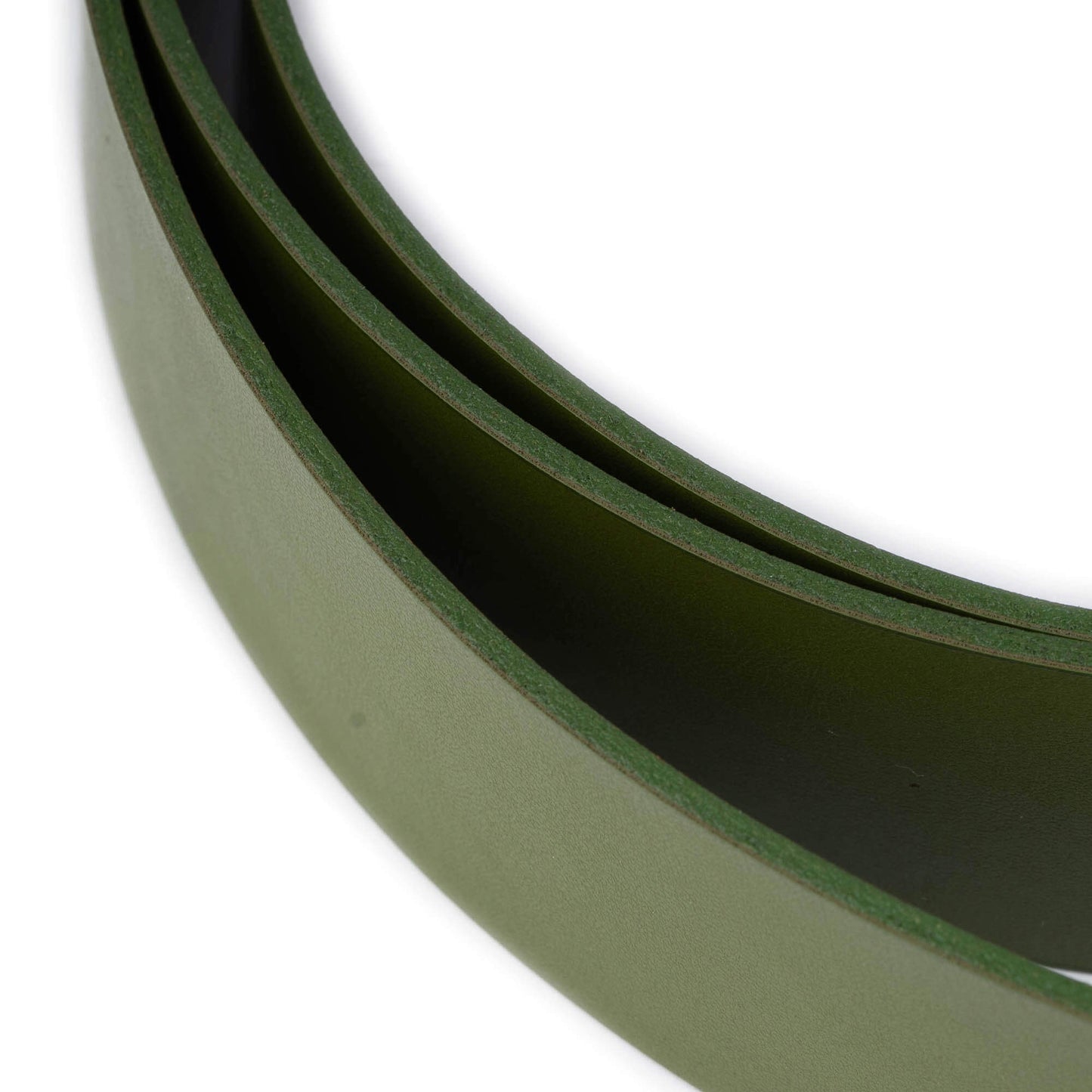 Mens 4.0 cm Olive Green Leather Belt Strap For Montblanc Buckles Replacement Pre-made Hole