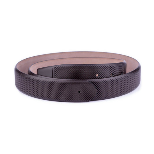 Perforated Mens 3.5 cm Brown Leather Belt Strap For Cartier Buckles Replacement Top Quality
