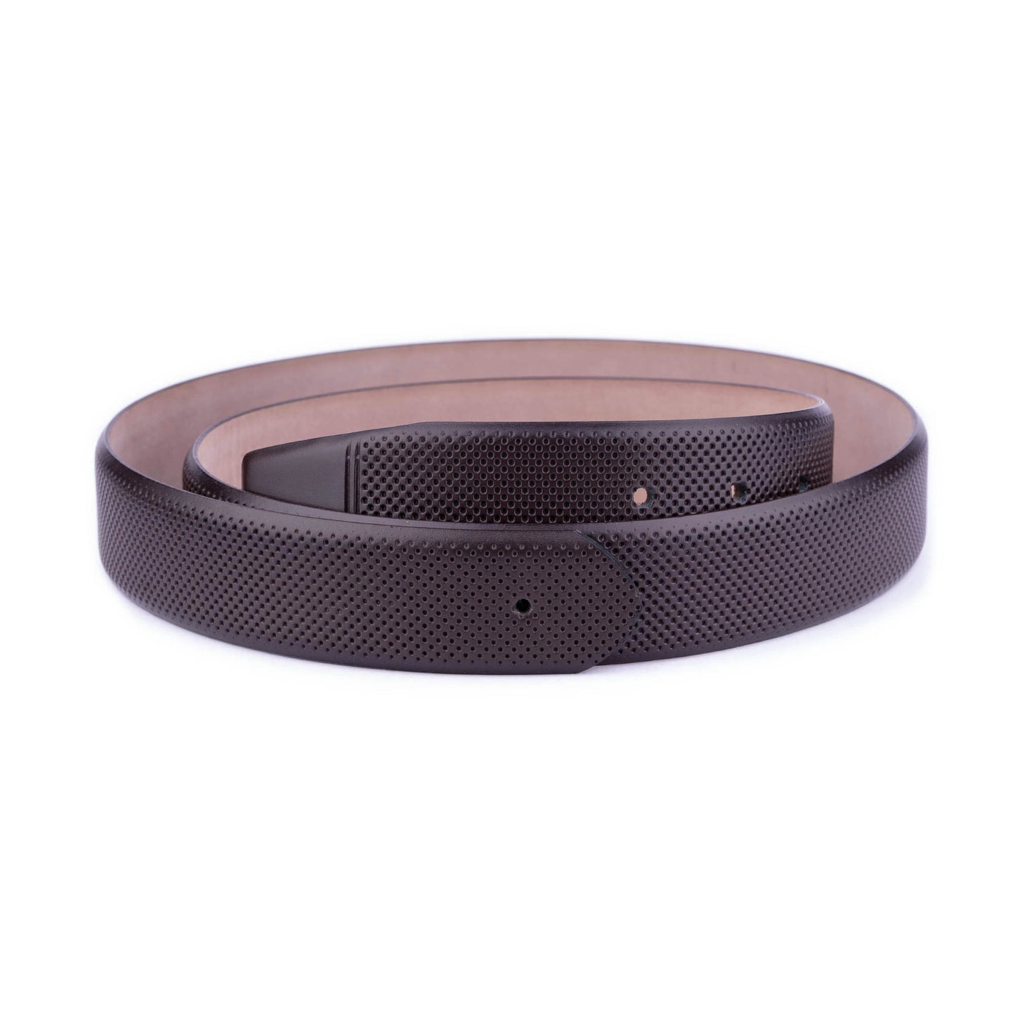 Perforated Mens 3.5 cm Brown Leather Belt Strap For Ferragamo Buckles Replacement Top Quality