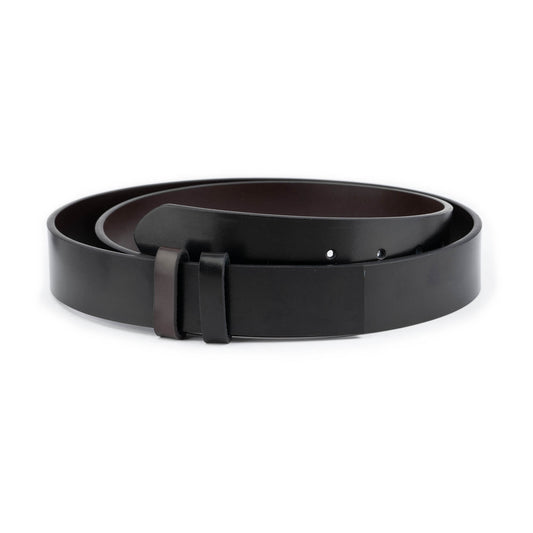 Vegan 3.5 cm Reversible Black Brown Leather Belt Strap For Ferragamo Buckles