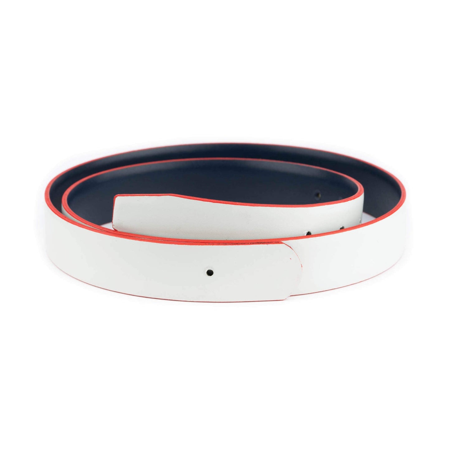 Blue Belt Leather Strap for MontBlanc Buckles Reversible Light Gray Red Edges