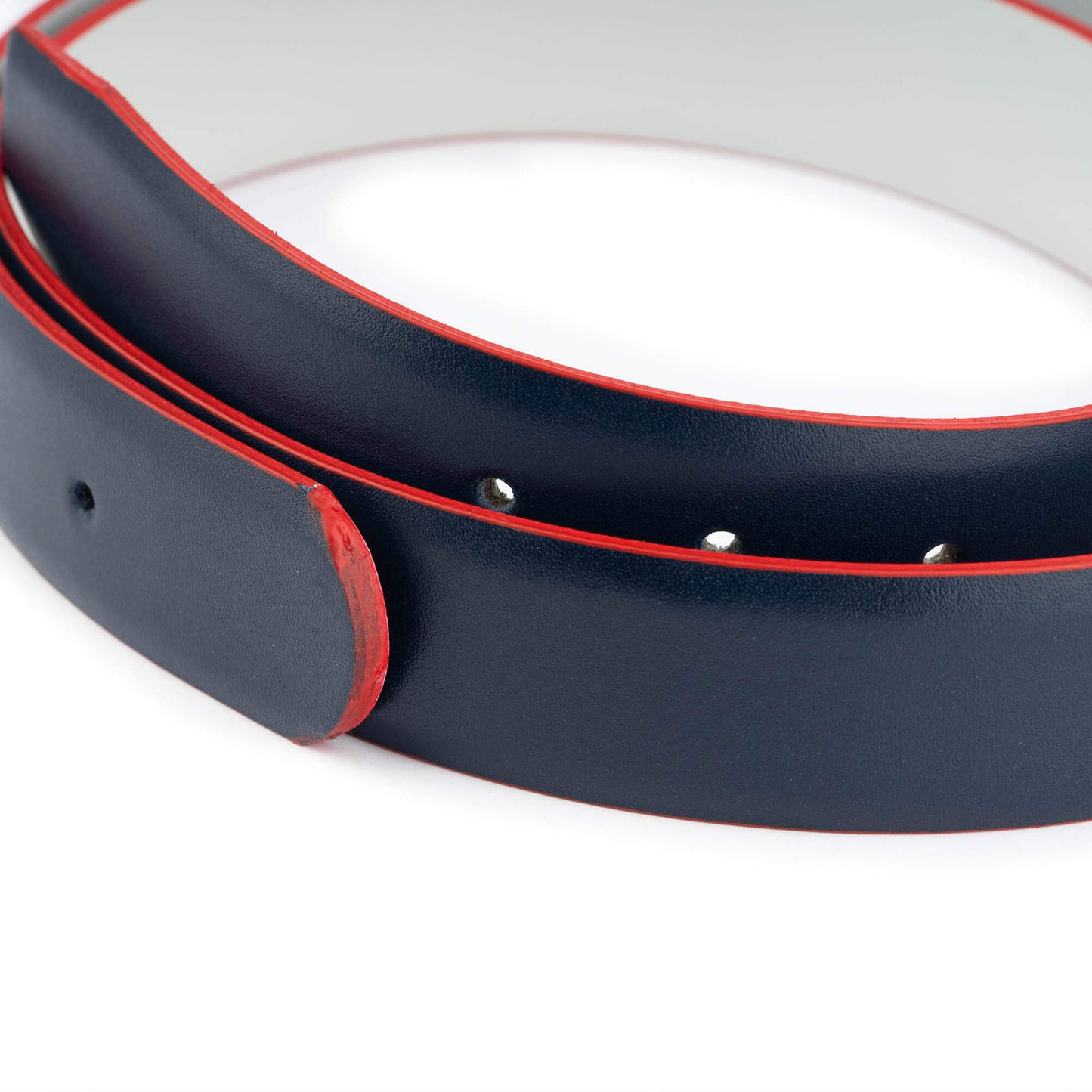 Blue Belt Leather Strap for Louis Vuitton Buckles Reversible Light Gray Red Edges